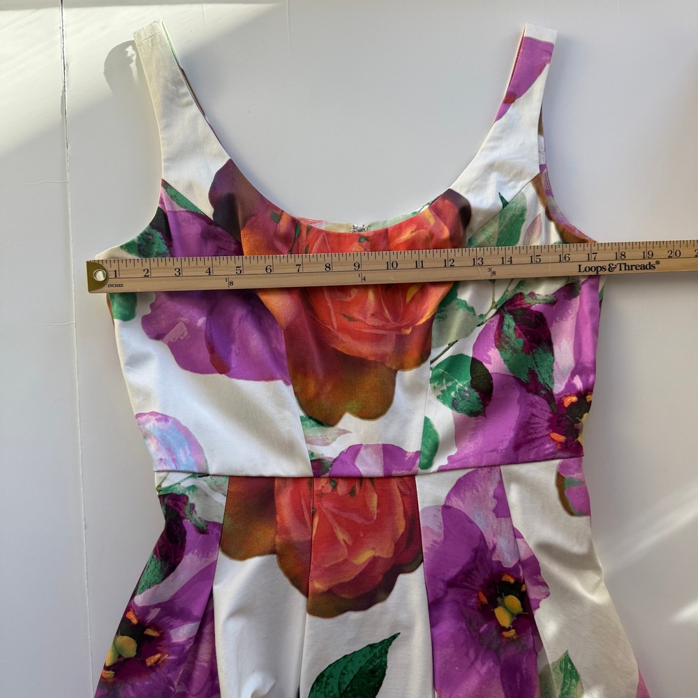 Calvin Klein Floral Fit & Flare Dress 8 White Roses Garden Party Wedding Guest - Picture 12 of 12